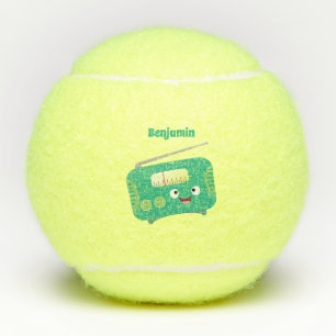 Cute grappige retro radio cartoon tennisballen
