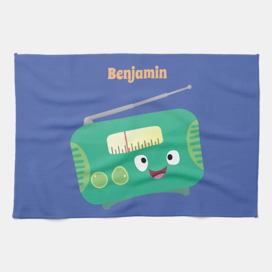 Cute grappige retro radio cartoon theedoek (Horizontaal)