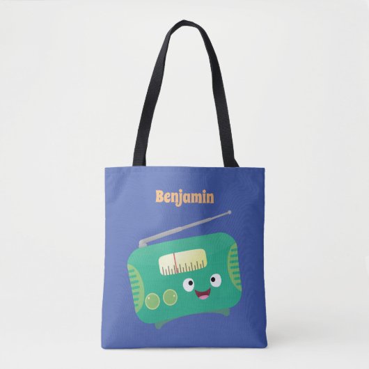 Cute grappige retro radio cartoon tote bag (Voorkant)