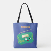 Cute grappige retro radio cartoon tote bag (Achterkant)