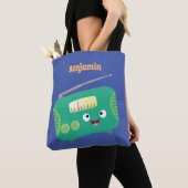 Cute grappige retro radio cartoon tote bag (Dichtbij)