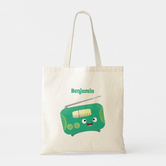 Cute grappige retro radio cartoon tote bag (Achterkant)