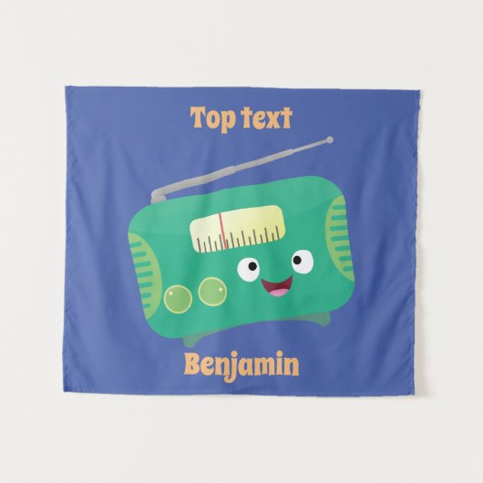 Cute grappige retro radio cartoon wandkleed (Voorkant (horizontaal))
