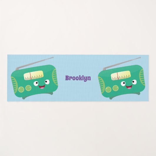 Cute grappige retro radio cartoon yogamat (Voorkant (horizontaal))