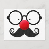 Cute grappige rode neus ronde zwarte glazen snor briefkaart (Voorkant)