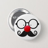 Cute grappige rode neus ronde zwarte glazen snor ronde button 5,7 cm (Voorkant /achterkant)