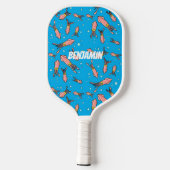 Cute grappige roze inktvis cartoon  pickleball paddle (Achterkant)