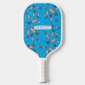Cute grappige roze inktvis cartoon  pickleball paddle (Voorkant)