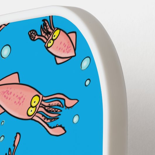 Cute grappige roze inktvis cartoon  pickleball paddle (Links Detail)