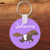 Cute grappige Shetland pony illustratie cartoon Sleutelhanger (Voorkant)