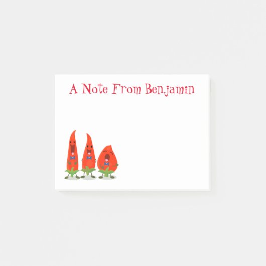 Cute grappige Spaanse peper trio cartoon Post-it® Notes (Voorkant)