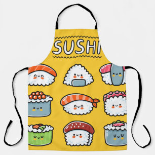 Cute grappige sushi maki rolt naadloos cartoon schort