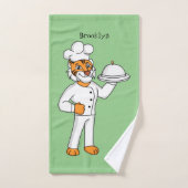 Cute grappige tijgerkok cartoon illustratie bad handdoek (Handdoek)