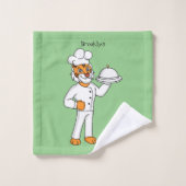 Cute grappige tijgerkok cartoon illustratie bad handdoek (Wasdoekje)