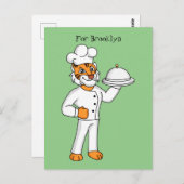 Cute grappige tijgerkok cartoon illustratie briefkaart (Voorkant / Achterkant)