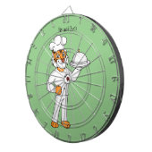 Cute grappige tijgerkok cartoon illustratie dartbord (Voorkant Rechts)