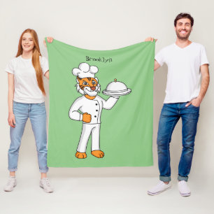 Cute grappige tijgerkok cartoon illustratie fleece deken