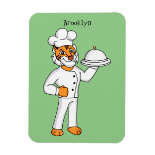 Cute grappige tijgerkok cartoon illustratie magneet