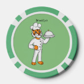 Cute grappige tijgerkok cartoon illustratie poker chips (Achterkant)