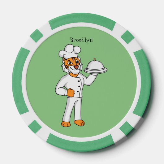 Cute grappige tijgerkok cartoon illustratie poker chips (Achterkant)