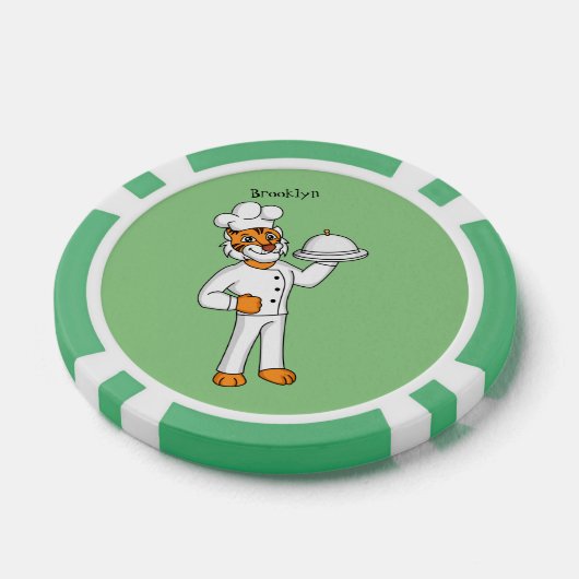 Cute grappige tijgerkok cartoon illustratie poker chips (Enkel)