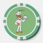 Cute grappige tijgerkok cartoon illustratie poker chips (Voorkant)