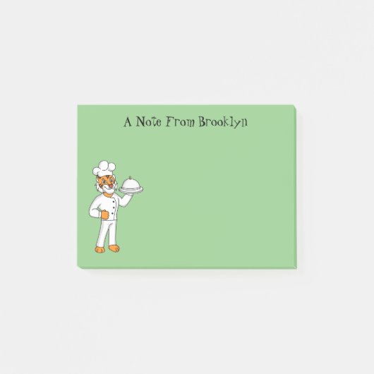 Cute grappige tijgerkok cartoon illustratie post-it® notes (Voorkant)