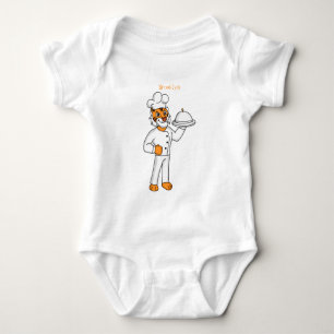 Cute grappige tijgerkok cartoon illustratie romper