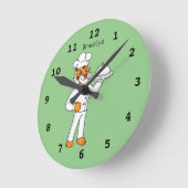 Cute grappige tijgerkok cartoon illustratie  ronde klok (Hoek)