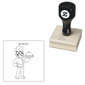 Cute grappige tijgerkok cartoon illustratie rubberstempel (Gestempeld)
