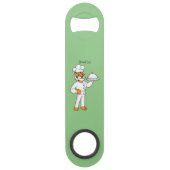 Cute grappige tijgerkok cartoon illustratie speed flessenopener (Achterkant)