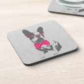 Cute grappige trendy  beest Franse bulldog Bier Onderzetter (Linkerzijde)