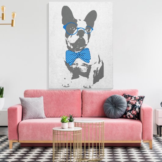 Cute grappige trendy beest Franse bulldog Canvas Afdruk (Insitu (Woonkamer))