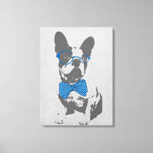 Cute grappige trendy  beest Franse bulldog Canvas Afdruk