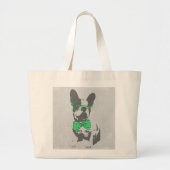 Cute grappige trendy  beest Franse bulldog Grote Tote Bag (Voorkant)