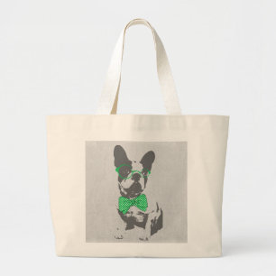 Cute grappige trendy beest Franse bulldog Grote Tote Bag