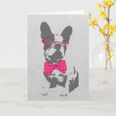 Cute grappige trendy  beest Franse bulldog Kaart (Gele Bloem)