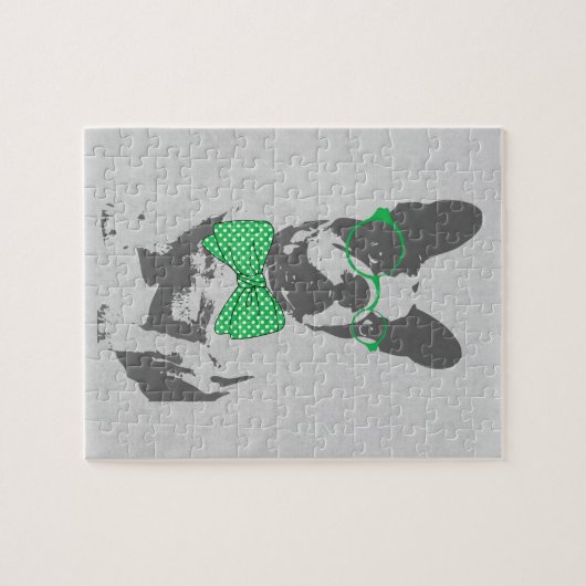 Cute grappige trendy  beest Franse bulldog Legpuzzel (Horizontaal)
