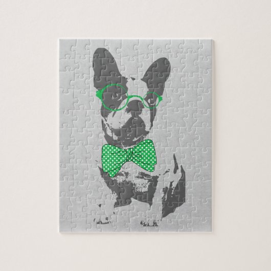 Cute grappige trendy  beest Franse bulldog Legpuzzel (Verticaal)