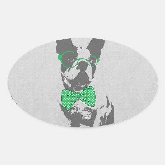 Cute grappige trendy  beest Franse bulldog Ovale Sticker (Voorkant)