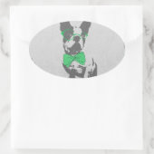 Cute grappige trendy  beest Franse bulldog Ovale Sticker (Tas)