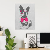 Cute grappige trendy  beest Franse bulldog Poster (Thuiskantoor)