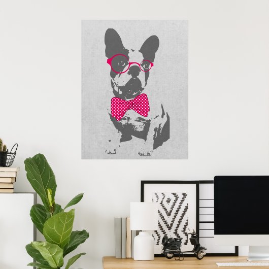 Cute grappige trendy  beest Franse bulldog Poster (Thuiskantoor)