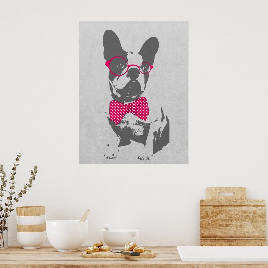 Cute grappige trendy  beest Franse bulldog Poster (Keuken)