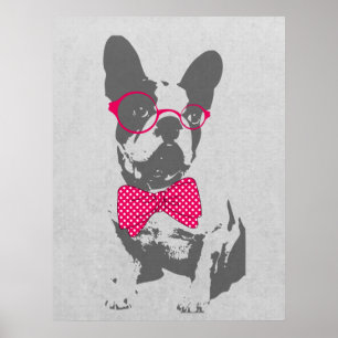 Cute grappige trendy beest Franse bulldog Poster