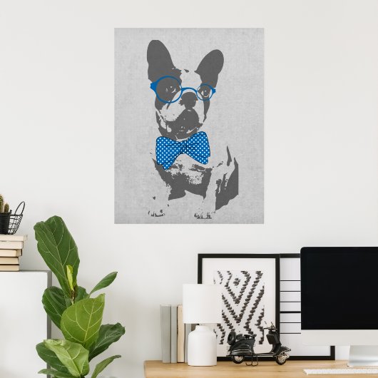 Cute grappige trendy  beest Franse bulldog Poster (Thuiskantoor)