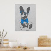 Cute grappige trendy  beest Franse bulldog Poster (Keuken)