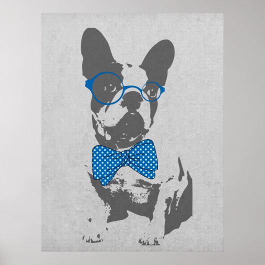 Cute grappige trendy  beest Franse bulldog Poster (Voorkant)