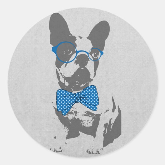Cute grappige trendy  beest Franse bulldog Ronde Sticker (Voorkant)