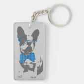 Cute grappige trendy beest Franse bulldog Sleutelhanger (achterkant)
